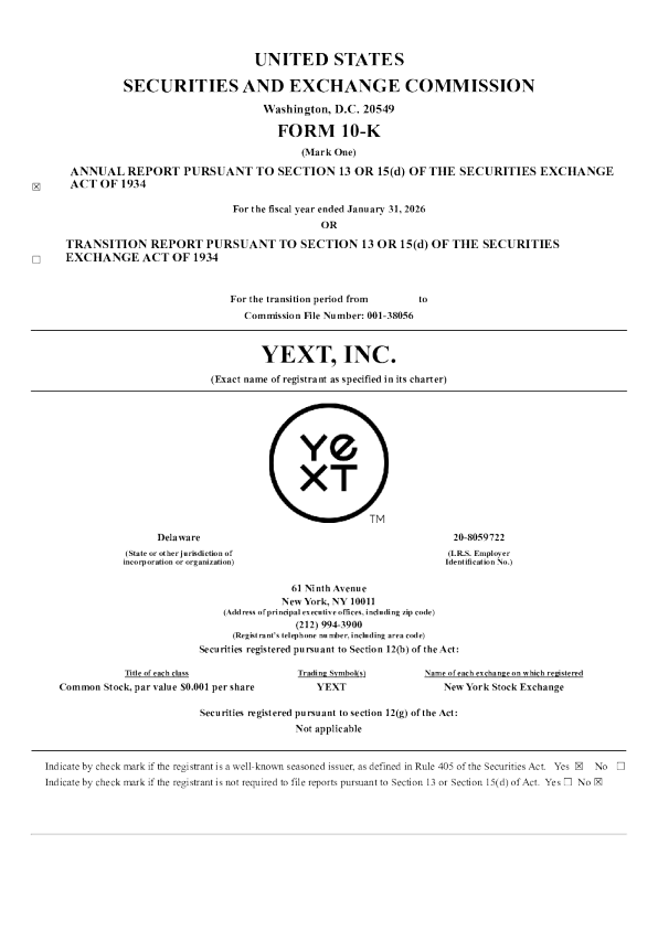 Yext Inc 2025年度报告
