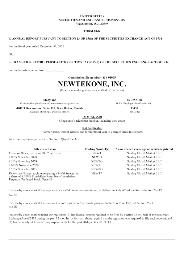 NewtekOne Inc 2025年度报告