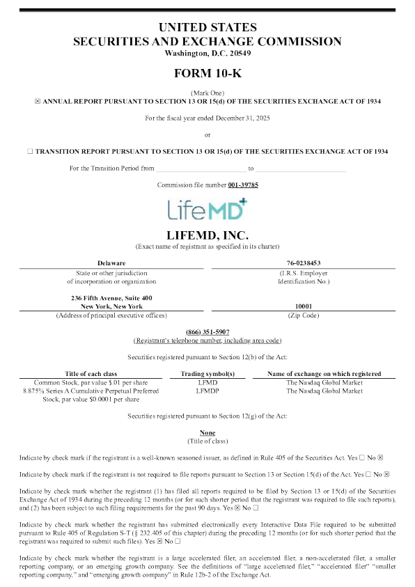 LifeMD Inc 2025年度报告