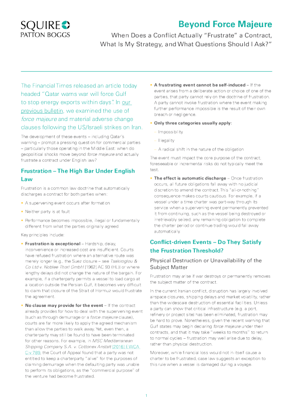 超越不可抗力：冲突何时真正“阻碍”合同，我的策略是什么，我应该问什么问题