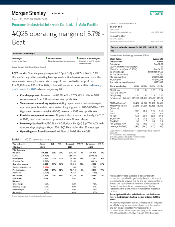 第四季度运营利润率为5.7% -超出预期