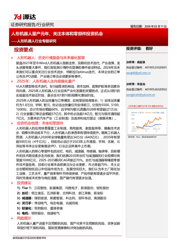 人形机器人行业专题研究：人形机器人量产元年，关注本体和零部件投资机会