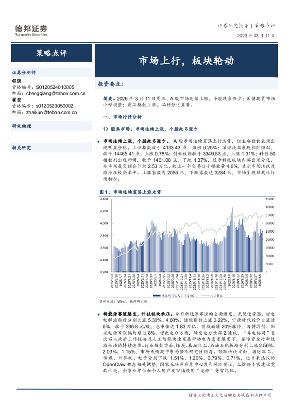 市场上行，板块轮动
