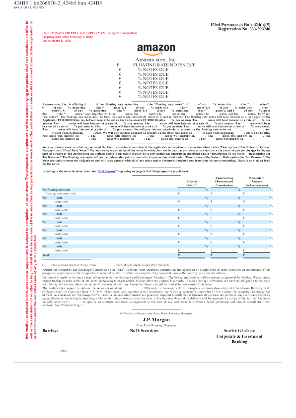 亚马逊美股招股说明书(2026-03-11版)