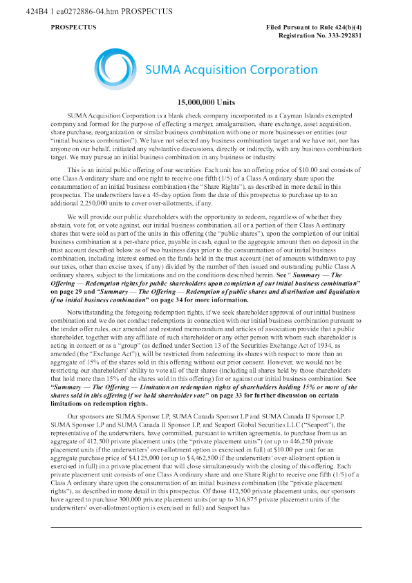 SUMA Acquisition Corp-A美股招股说明书(2026-03-11版)