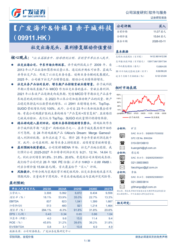 赤子城科技(09911.HK)社交出海龙头，盈利修复驱动价值重估