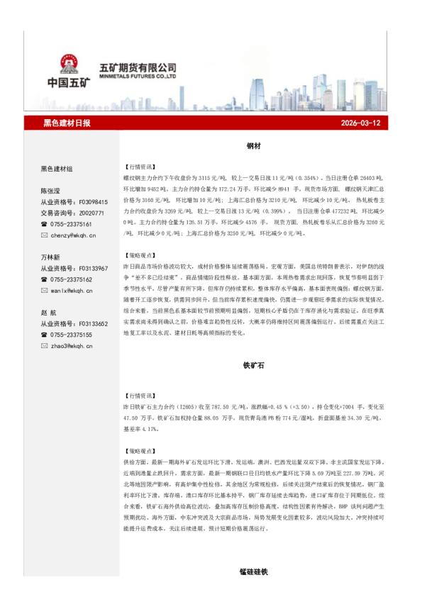 2020-03-12：黑色建材日报