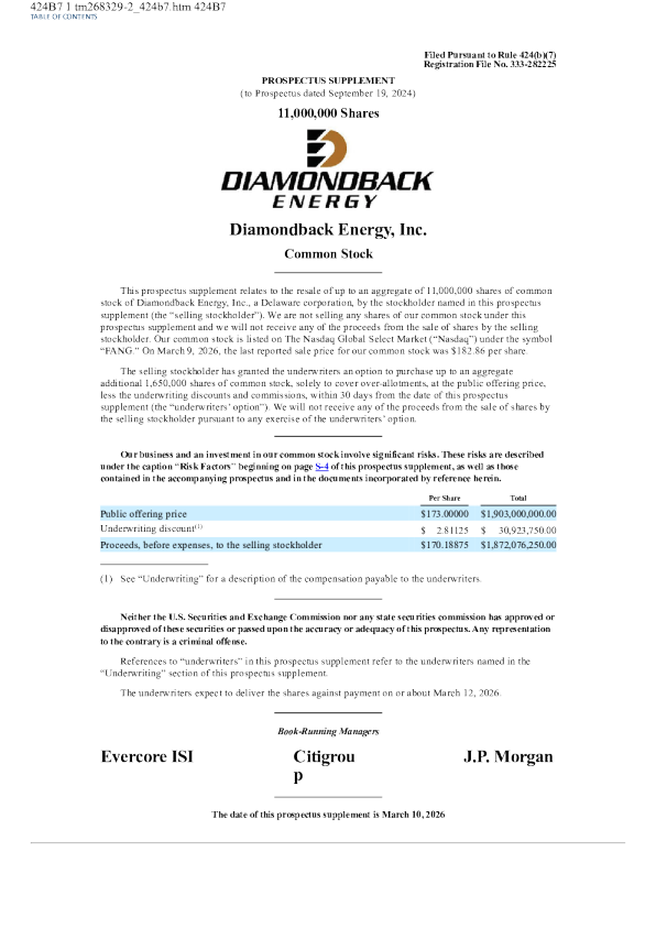 Diamondback Energy Inc. American Stock Prospectus (Version as of March 12, 2026)