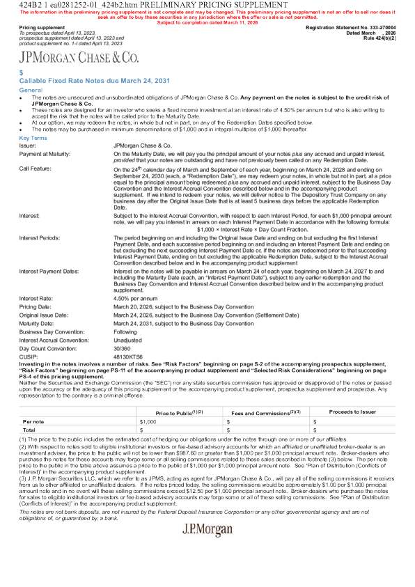 摩根大通美股招股说明书(2026-03-12版)