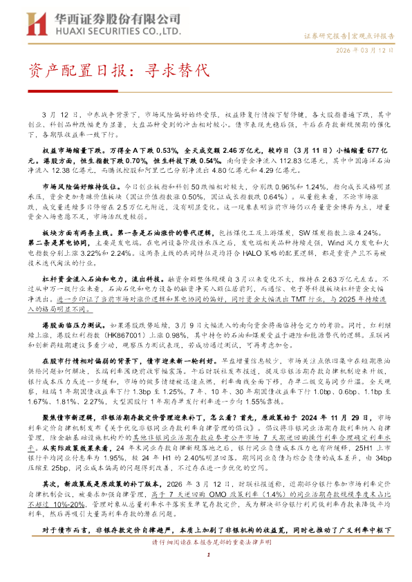 资产配置日报:寻求替代