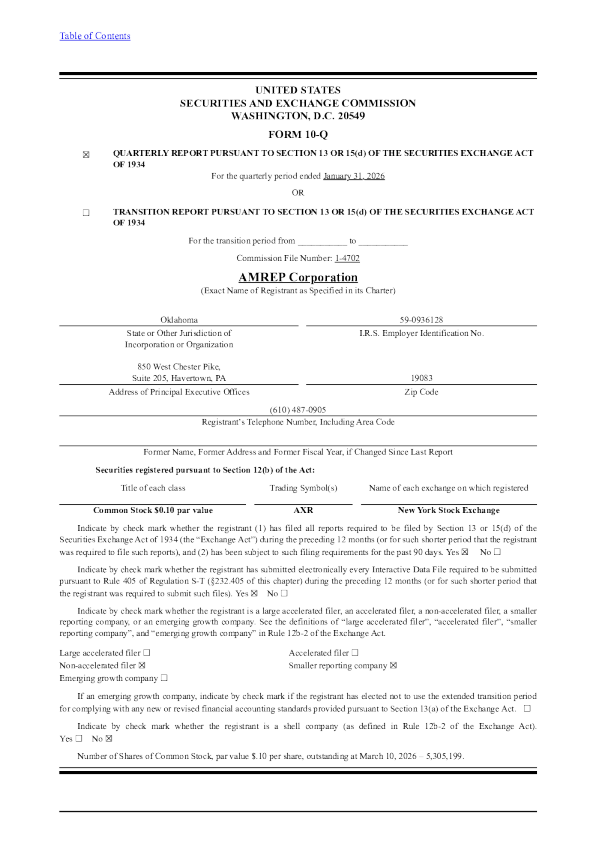 安美瑞普 2026年季度报告