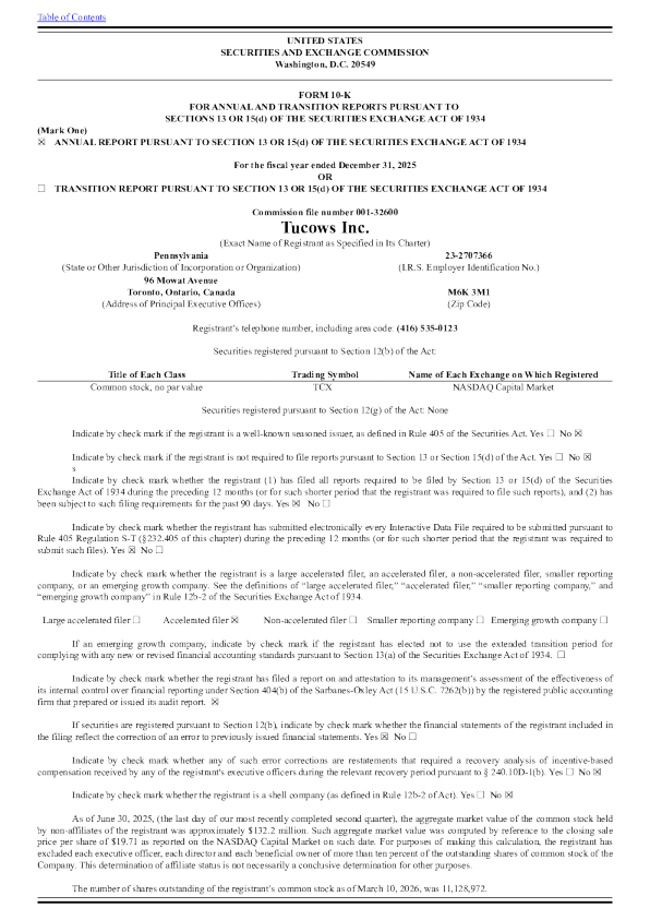 Tucows Inc 2025年度报告