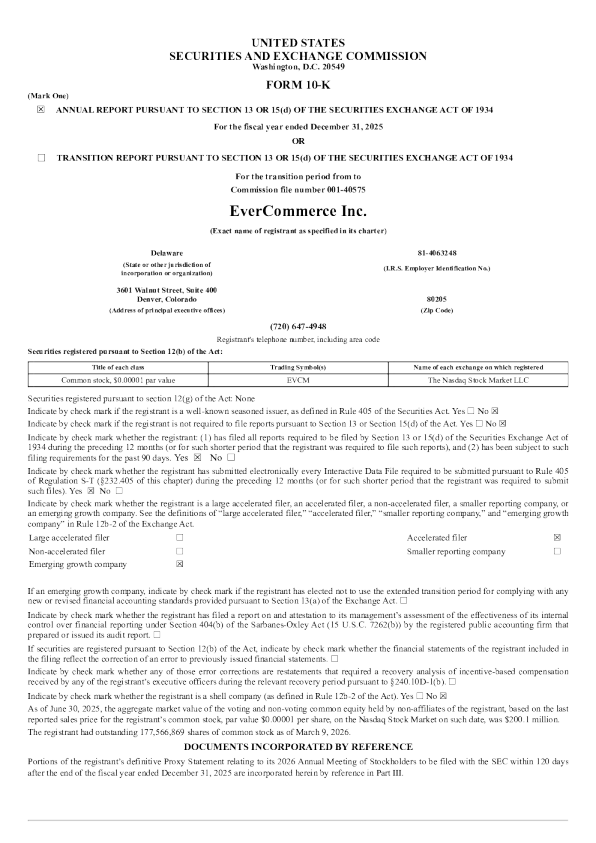 EverCommerce Inc 2025年度报告