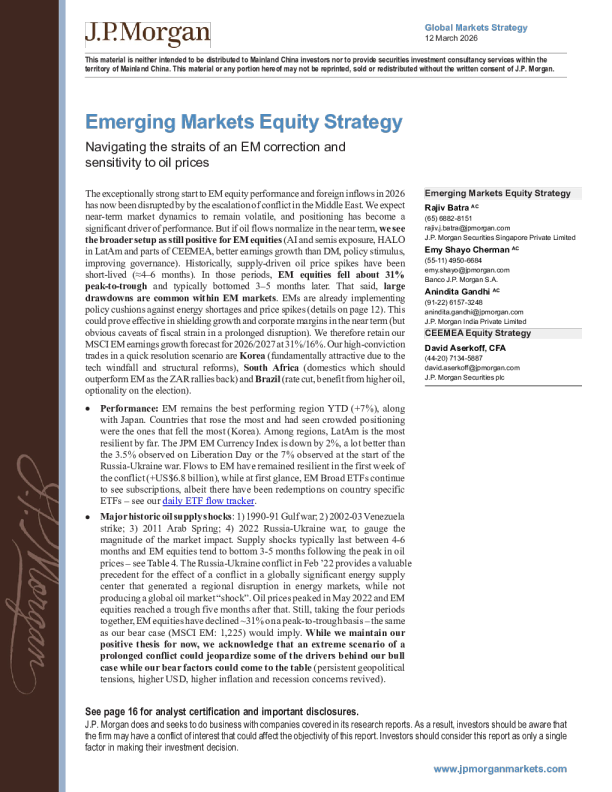 新兴市场股票策略：应对新兴市场调整及对油价的敏感性