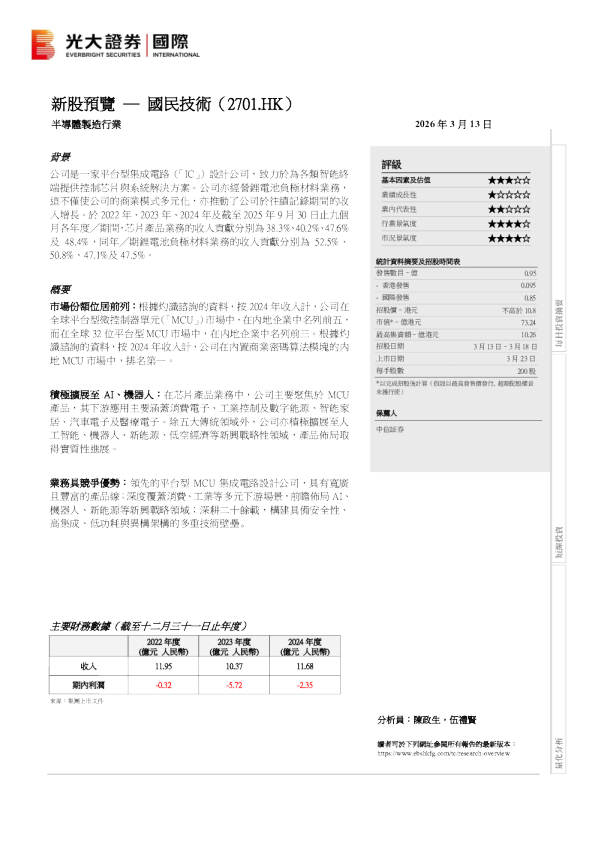 新股预览：国民技术