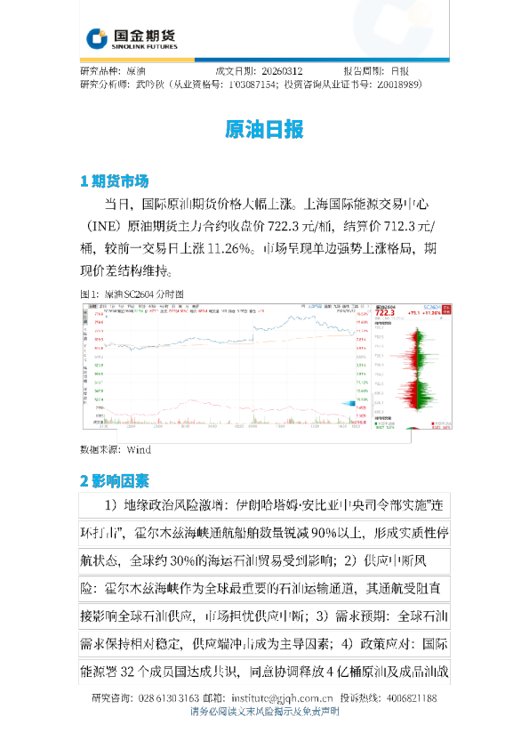 国金期货原油日报