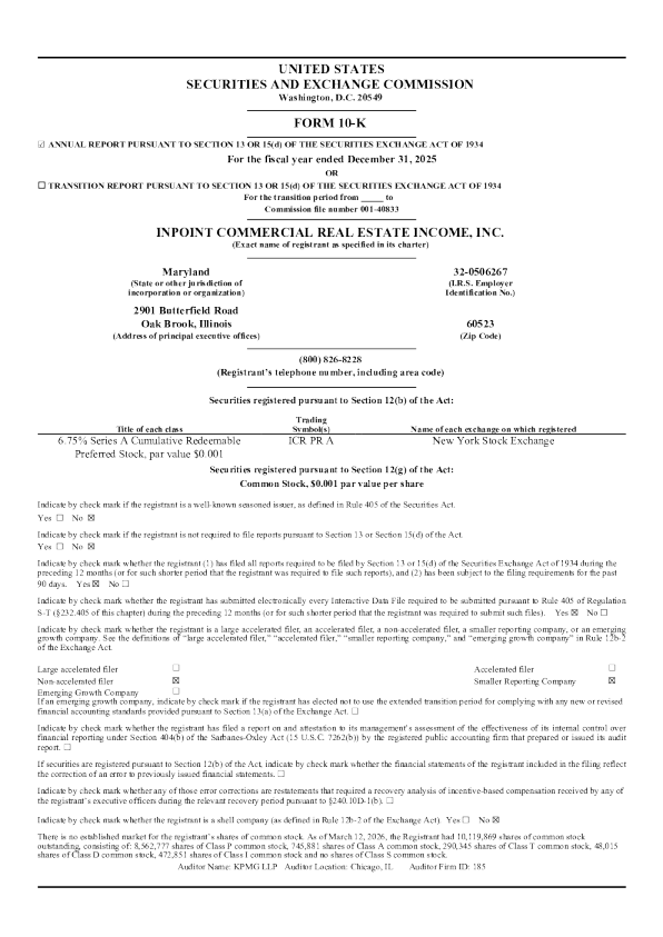 InPoint Commercial Real Estate Income Inc Series A Pfd 2025年度报告