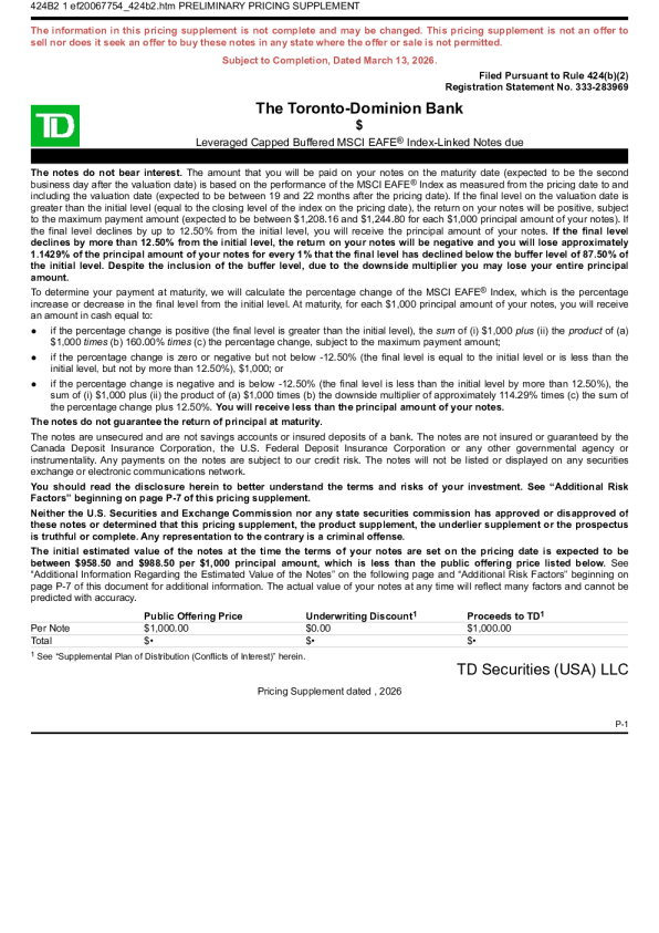 道明银行美股招股说明书(2026-03-13版)