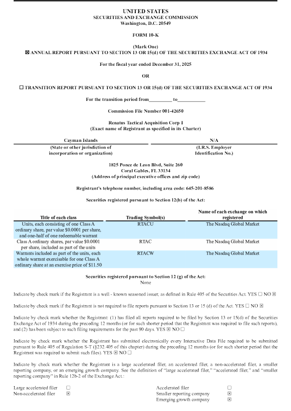 Renatus Tactical Acquisition Corp I-A 2025年度报告