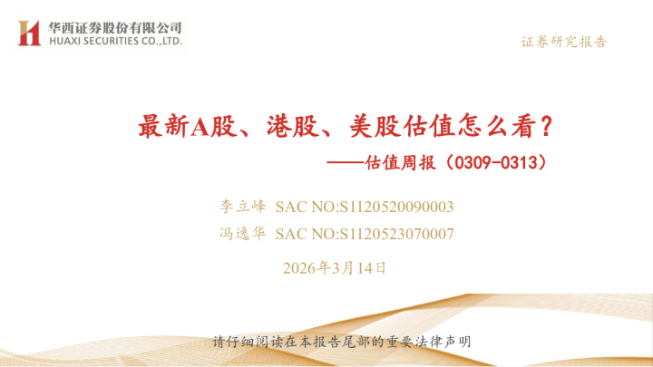估值周报:最新A股、港股、美股估值怎么看?