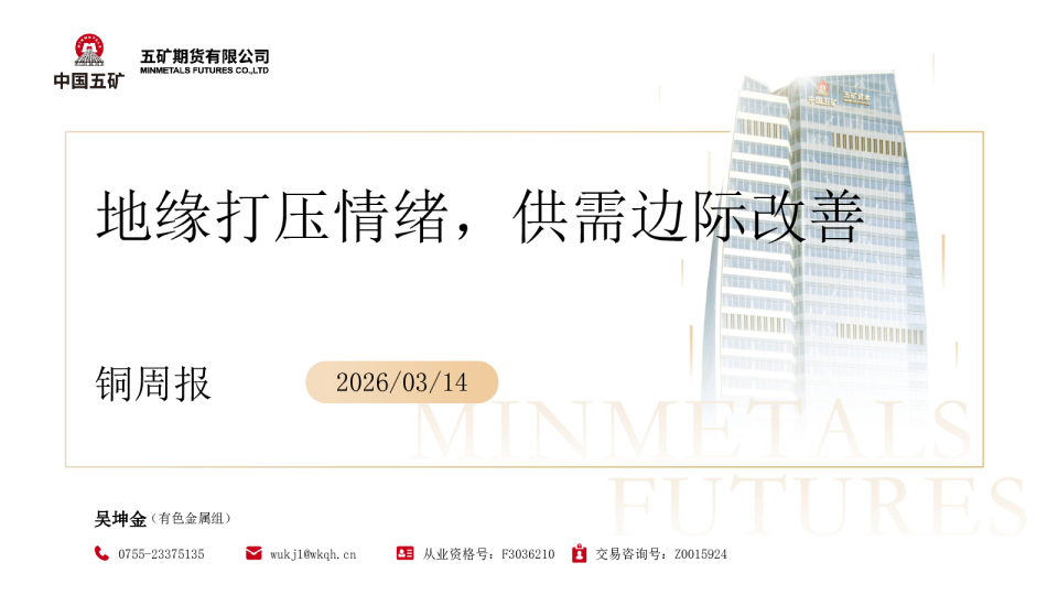 铜周报:地缘打压情绪,供需边际改善