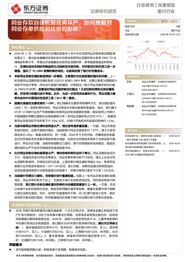 同业存款自律机制或再从严，如何理解对同业存单供给和价格的影响？