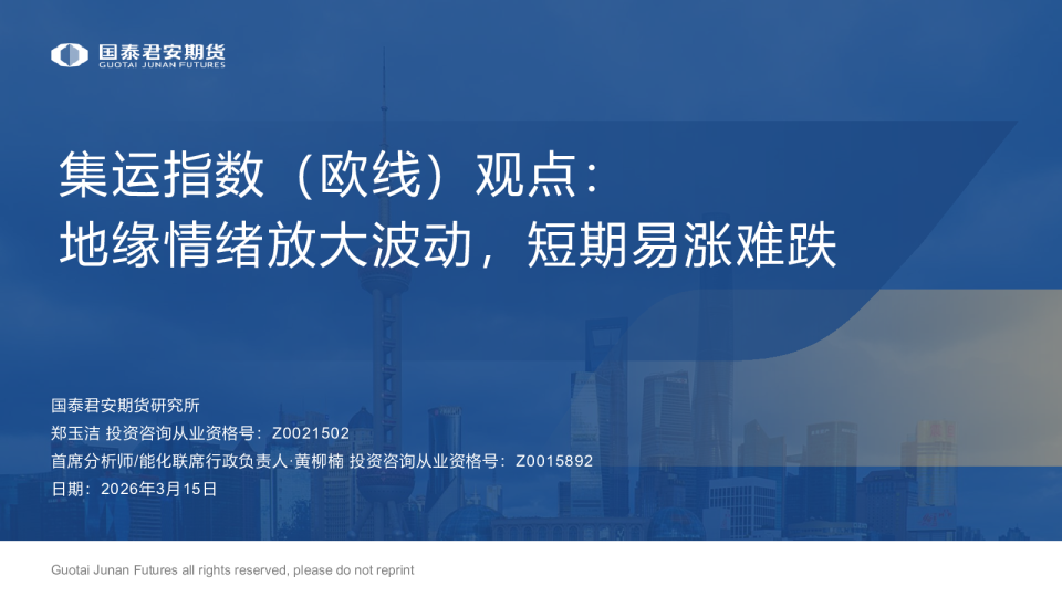 集运指数（欧线）观点：地缘情绪放大波动，短期易涨难跌