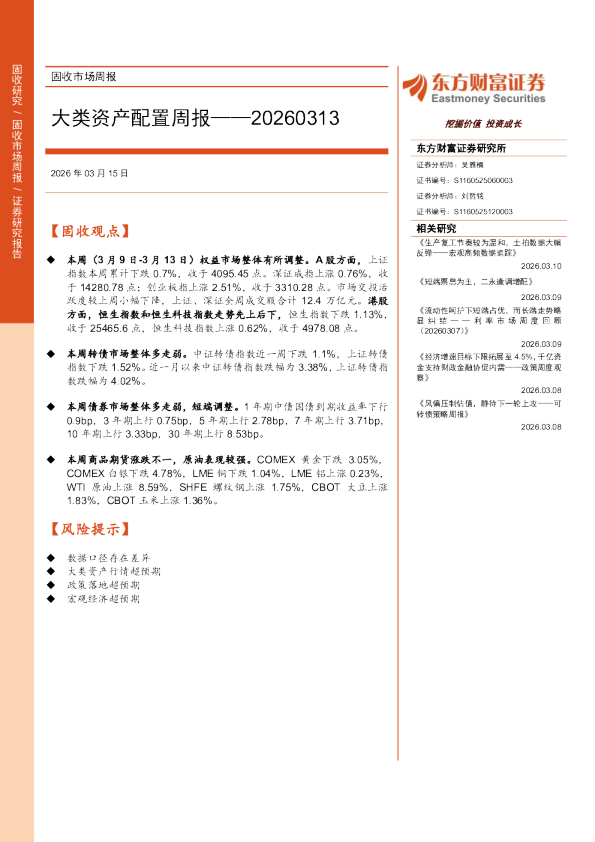 大类资产配置周报20260313