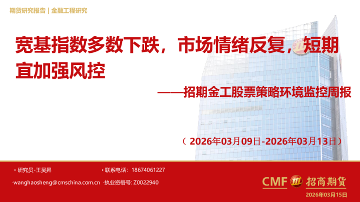 招期金工股票策略环境监控周报：宽基指数多数下跌，市场情绪反复，短期宜加强风控