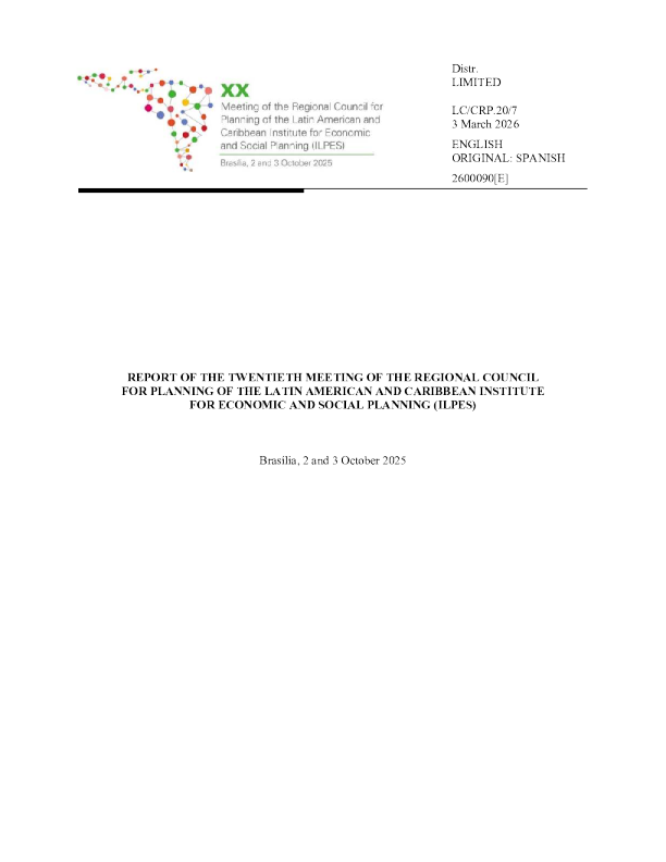拉丁美洲和加勒比经济和社会规划研究所区域规划理事会第二十次会议的报告(英)2026