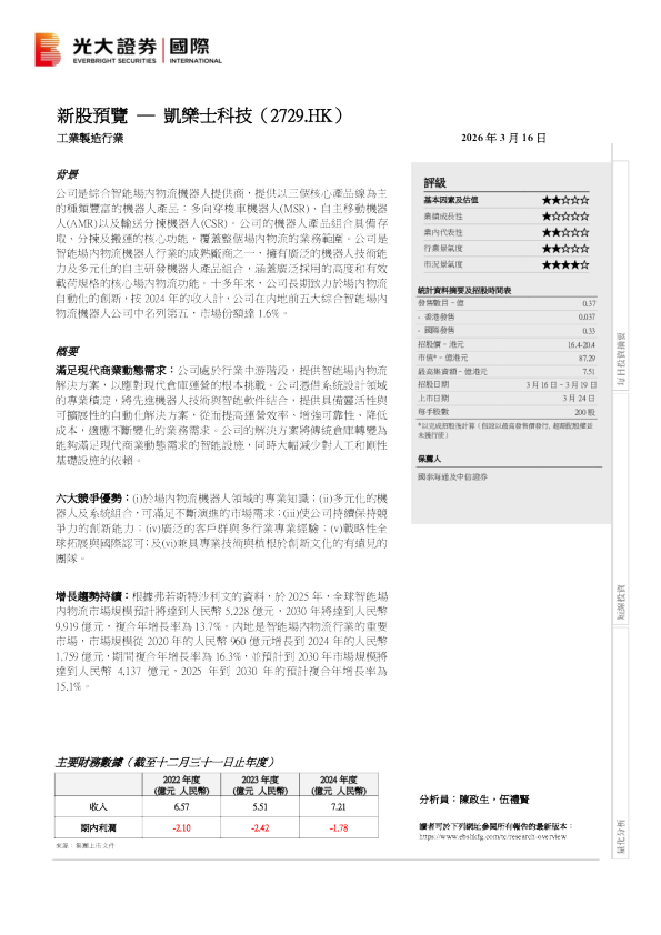 新股预览：凯乐士科技