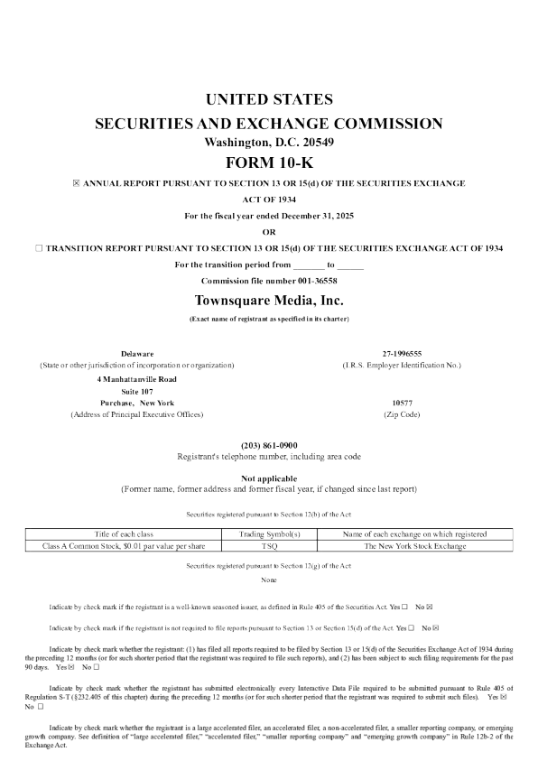 Townsquare Media Inc-A 2025年度报告