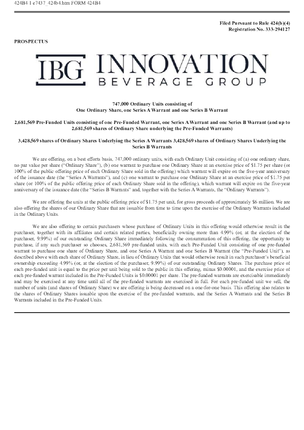 Innovation Beverage Group Ltd American Depositary Receipt Prospectus (Version as of 2026-03-16)