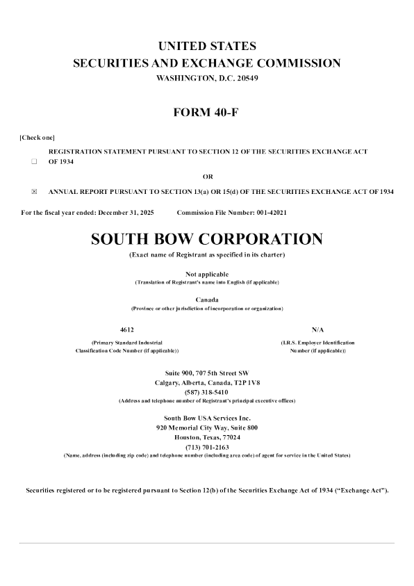 South Bow Corp 2025年度报告
