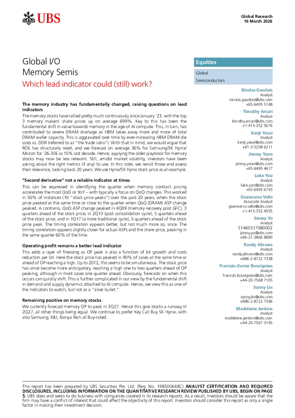 Global I/O Storage Semiconductor: Which Leading Indicator Remains Valid?