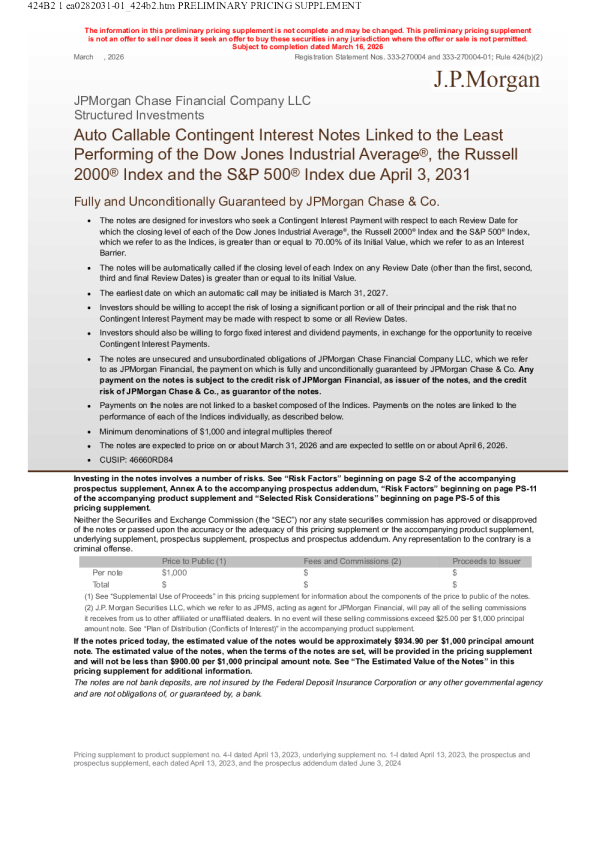 摩根大通美股招股说明书(2026-03-17版)