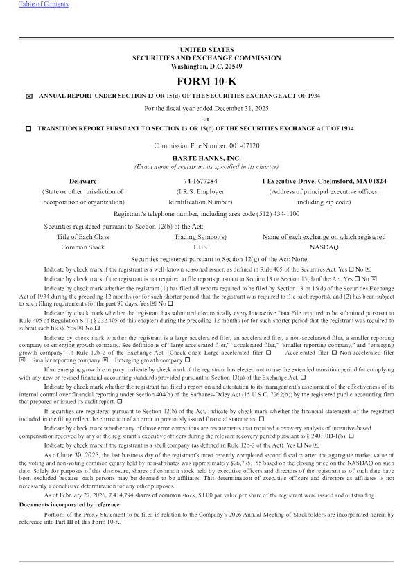 哈特-汉克斯 2025年度报告