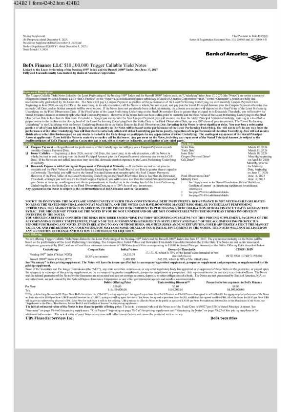 美国银行美股招股说明书(2026-03-17版)