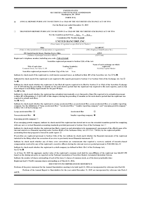 联合合众银行(俄亥俄州) 2025年度报告