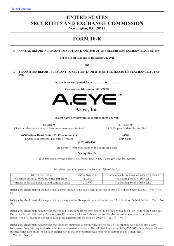 AEye Inc-A 2025年度报告