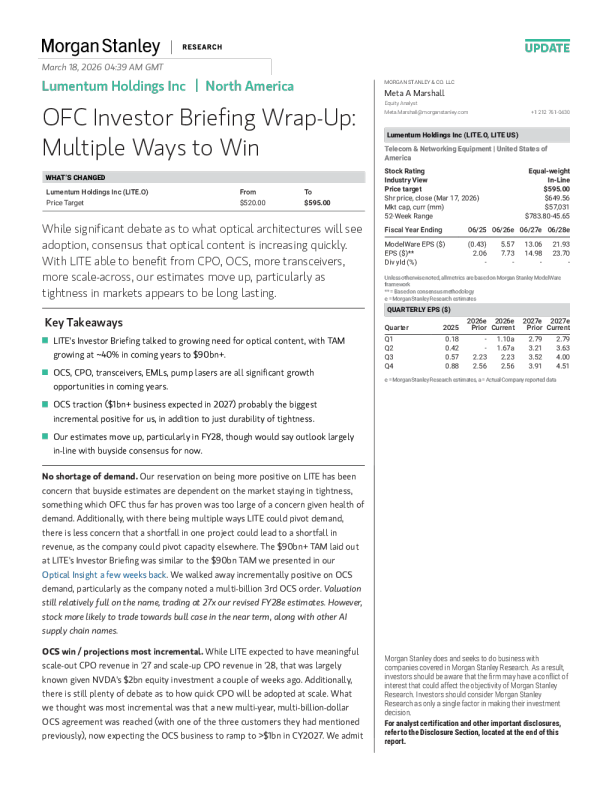 OFC投资者简报摘要：多种胜出途径