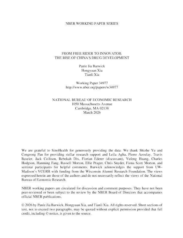 从搭便车者到创新者：中国药物开发的崛起