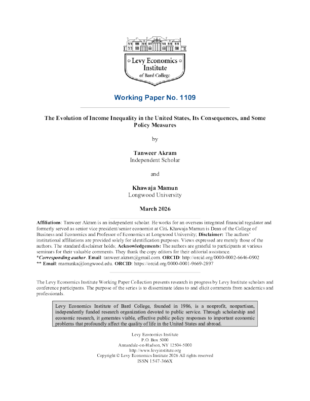 美国收入不平等的演变、其后果及一些政策措施