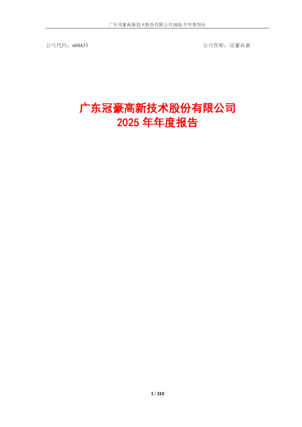 冠豪高新：冠豪高新2025年年度报告（修订版）