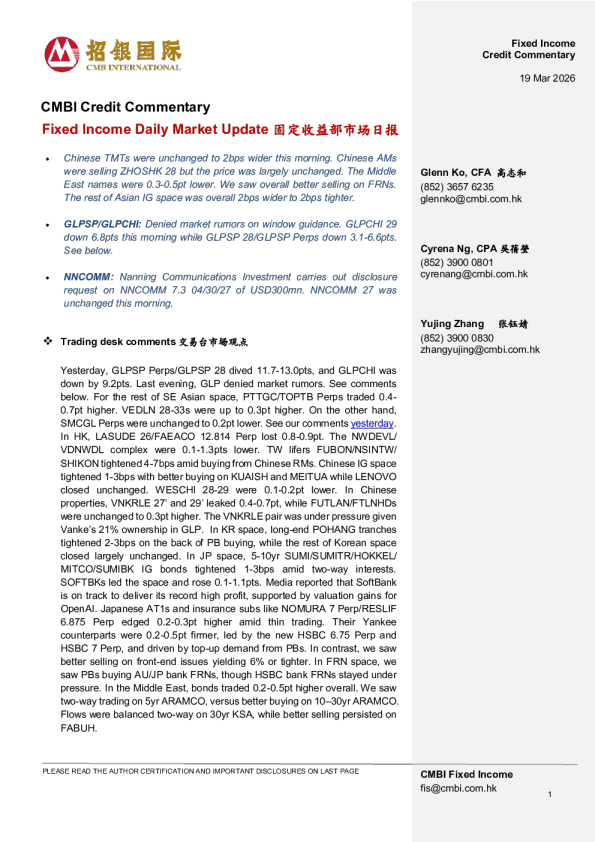 Fixed Income Daily Market Update