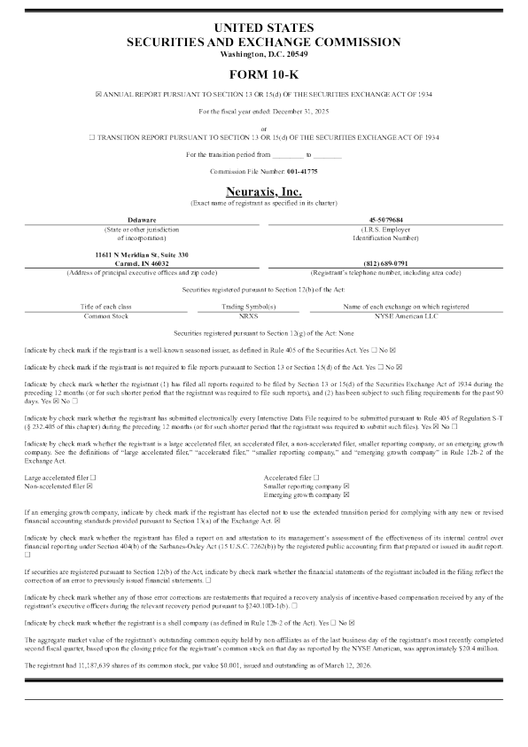 Neuraxis Inc 2025年度报告