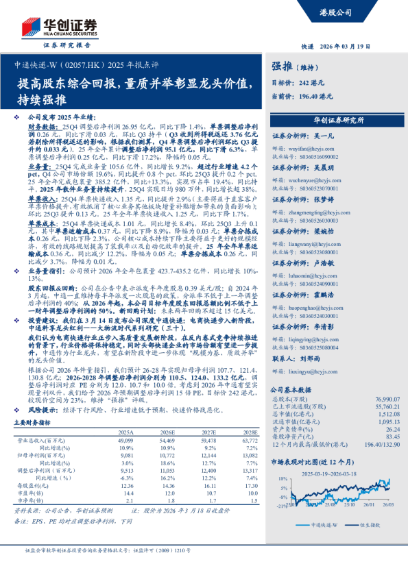 中通快递-W（02057.HK）2025 年报点评