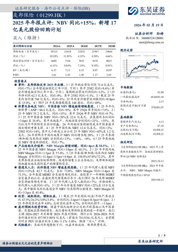 2025年年报点评：NBV同比+15%，新增17亿美元股份回购计划