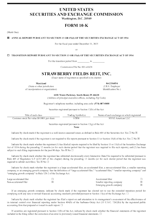 Strawberry Fields REIT Inc 2025年度报告