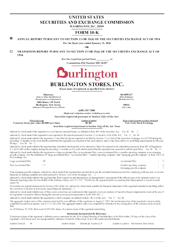 伯灵顿百货 2025年度报告